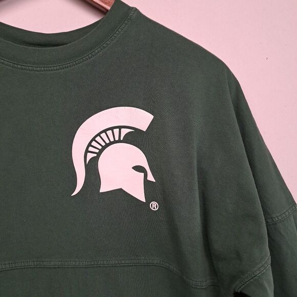 Michigan State Spartans Spirit Jersey Long Sleeve Shirt Womens Small Green MSU - Picture 5 of 9